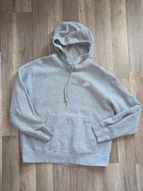 Nike Light Gray Pullover Hoodie with Small White Embroisered Swoosh
